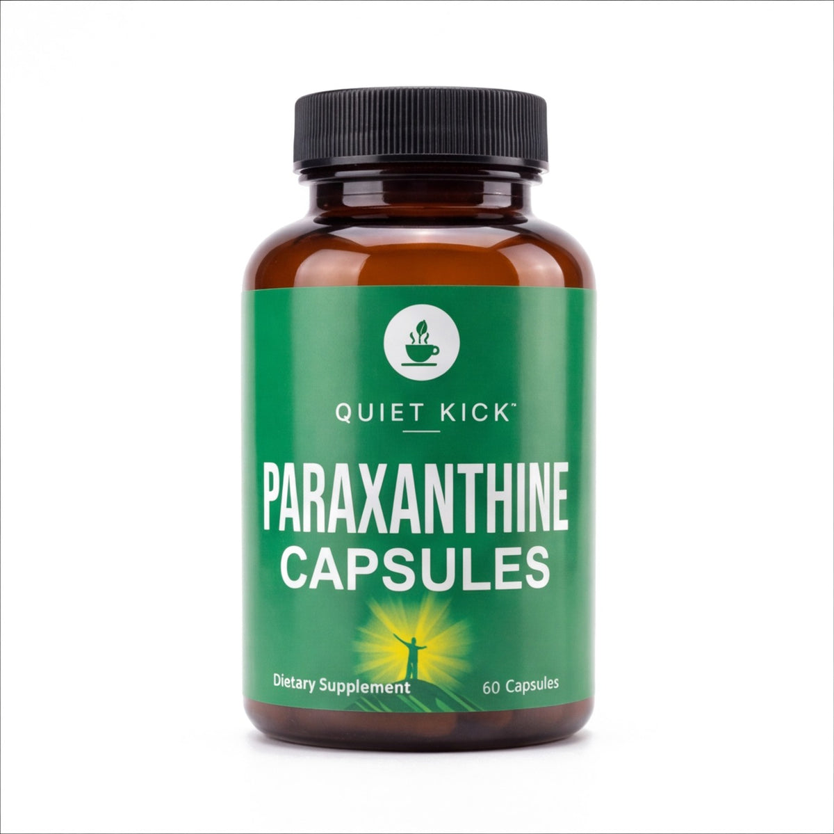 Quiet Kick™ paraxanthine capsules bottle on white
